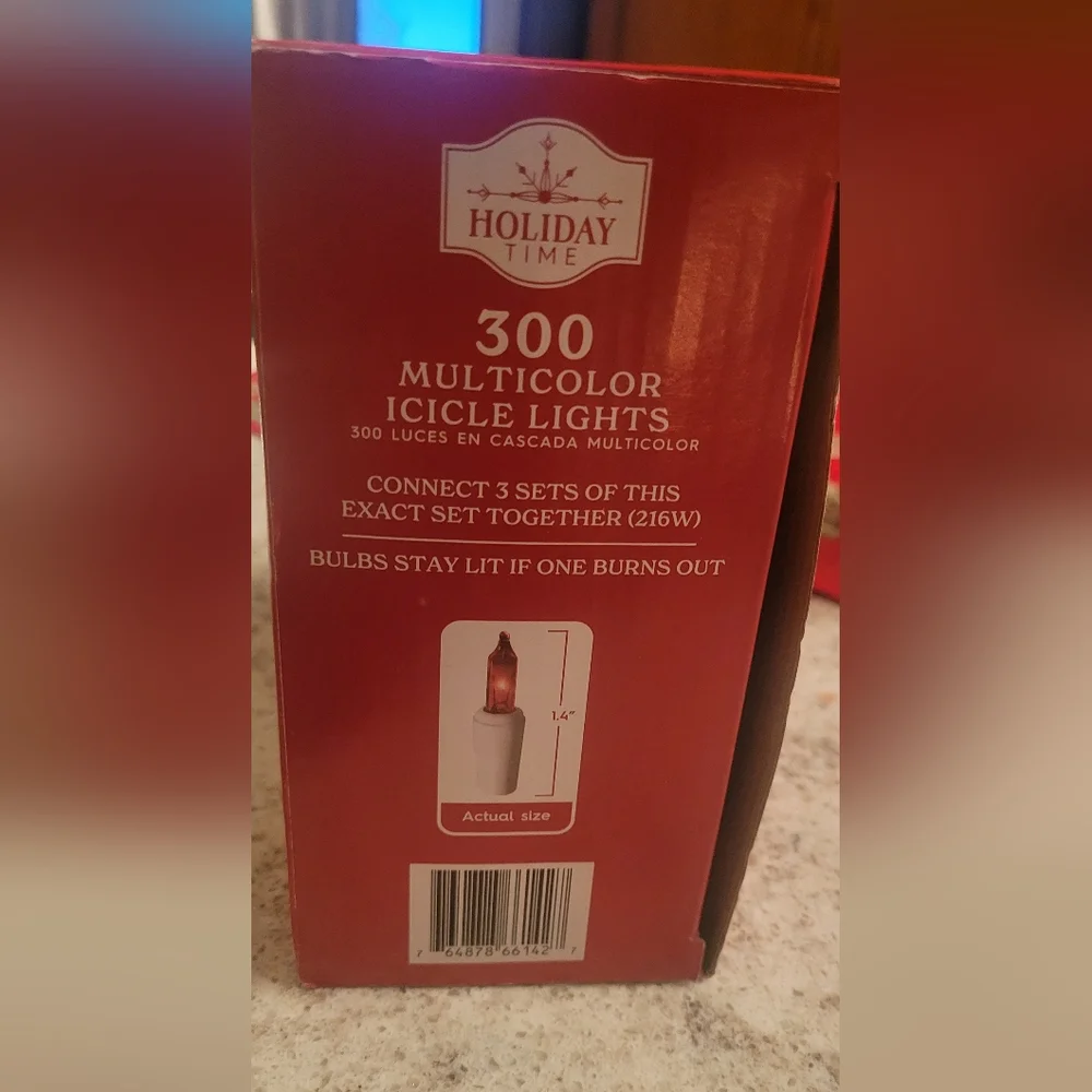Holiday Time 300 Multicolor Icicle Lights, NIB